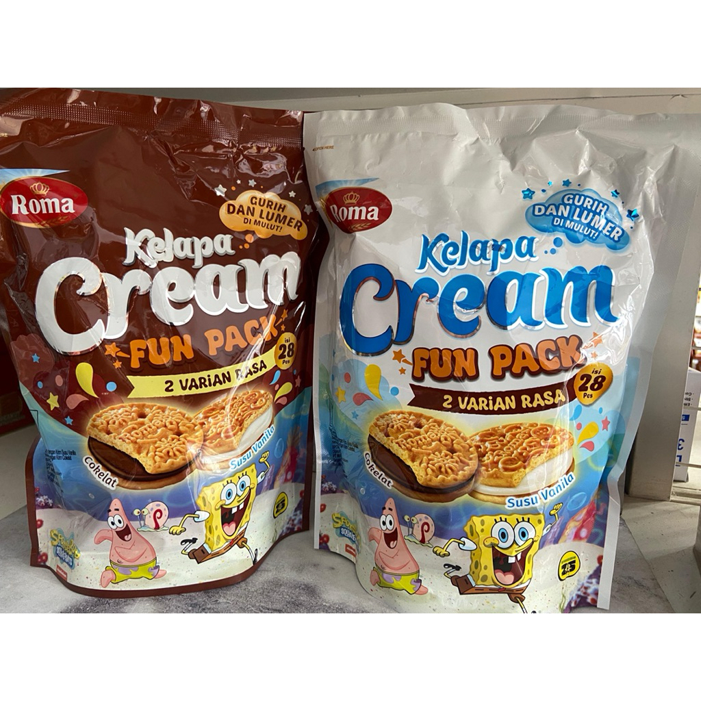 Jual ROMA KELAPA CREAM FUN PACK 2 VARIAN RASA COKLAT VANILA ISI 28 PCS ...