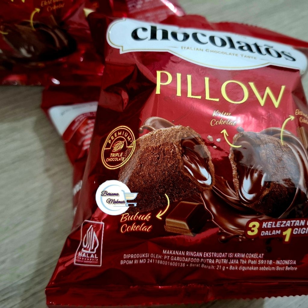 Jual Chocolatos Pillow ekstrudat isi krim coklat 1 renceng | Shopee ...