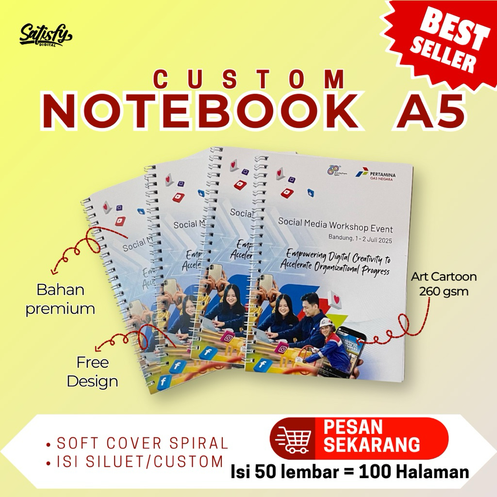 Jual Notebook / Notepad / Notes custom Spiral Soft Cover A5 Isi Siluet ...