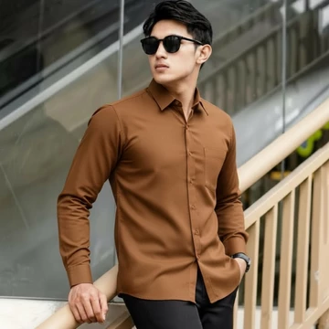 Sallamahgo Kemeja Pria Polos Lengan Panjang Kemeja Polos Casual Slimfit Bahan Katun Big Size