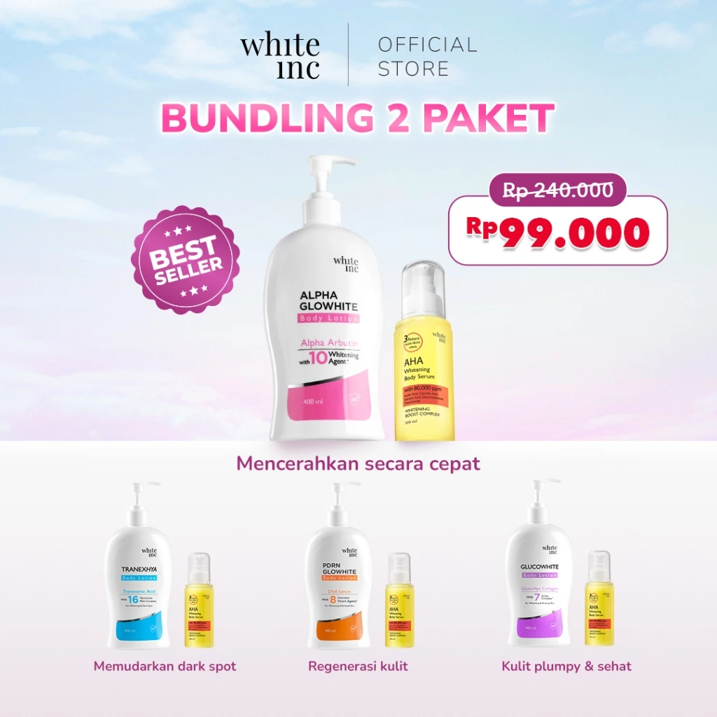 Review Mega Bundling 2 White Inc AHA + Glowhite Body Serum & Lotion
