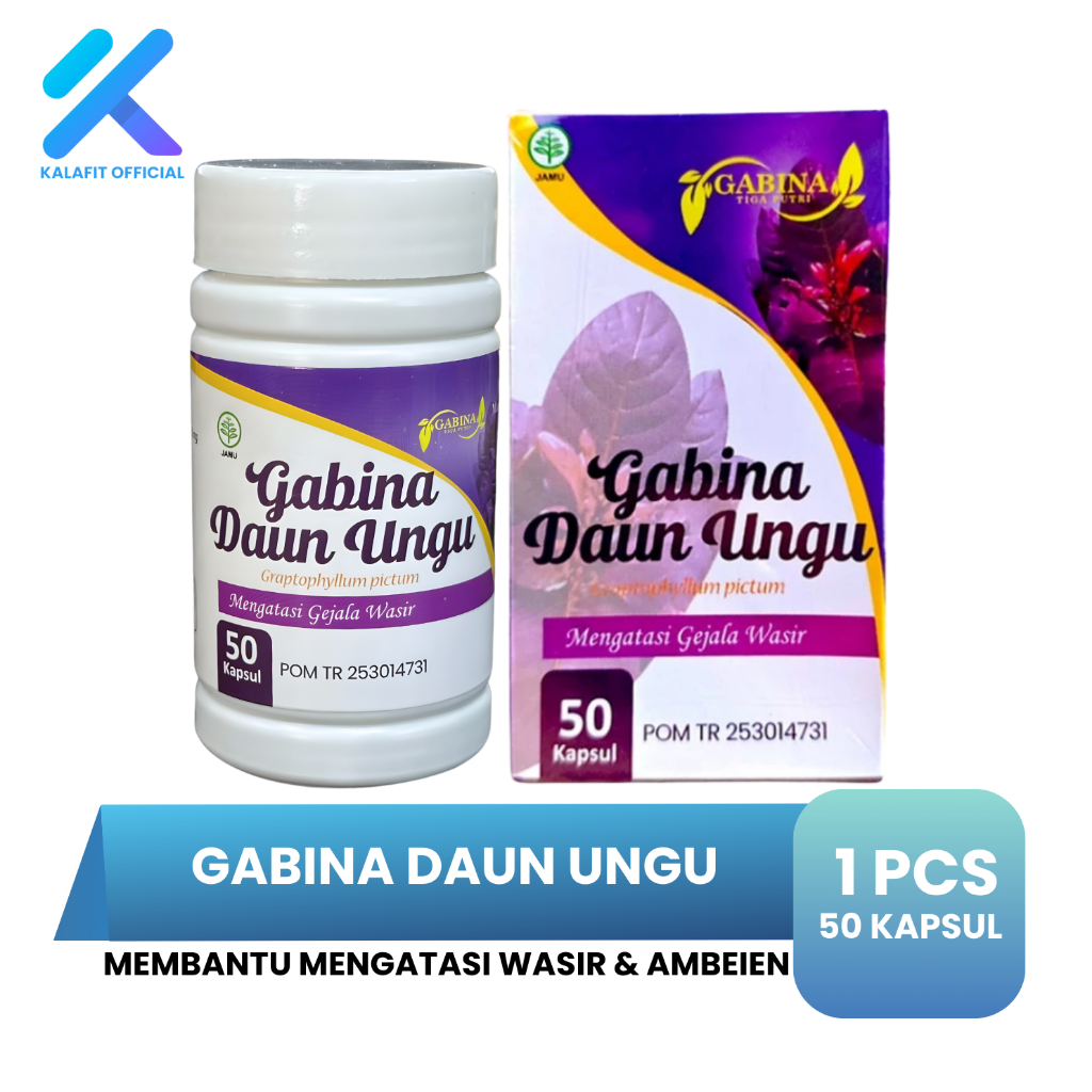 GABINA Kapsul Daun Ungu Obat Wasir Ambeien Herbal Ekstrak Daun Ungu 50 Kapsul
