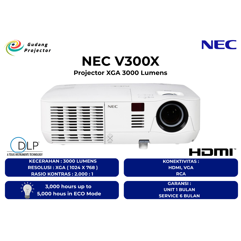 Jual Proyektor Second NEC V300X HDMI 3000 Lumens | Shopee Indonesia