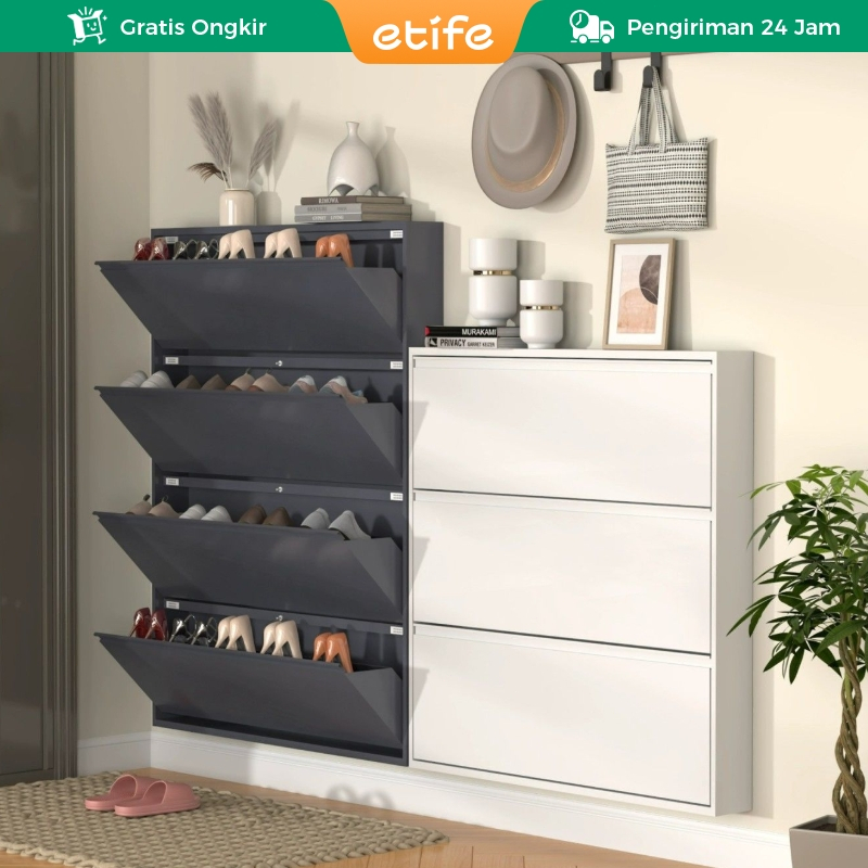 Jual E-TIFE Rak Sepatu Susun Besi Tertutup 3 - 4 Layer Kuat Tebal ...