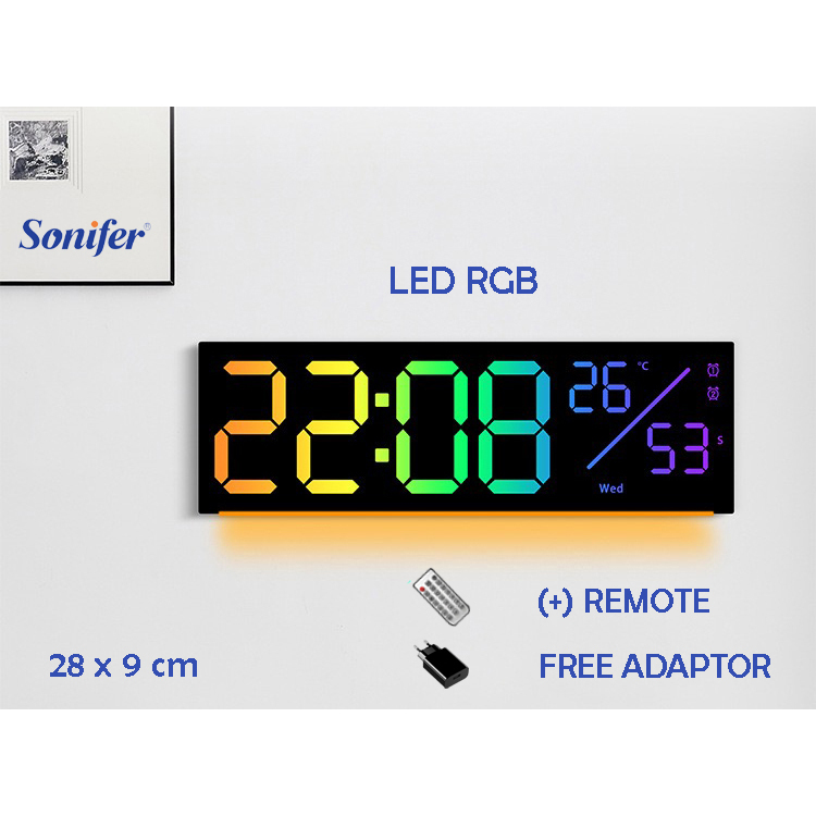 Jual Sonifer Jam Dinding Timer Digital LED RGB Bisa Ganti Warna Warni ...