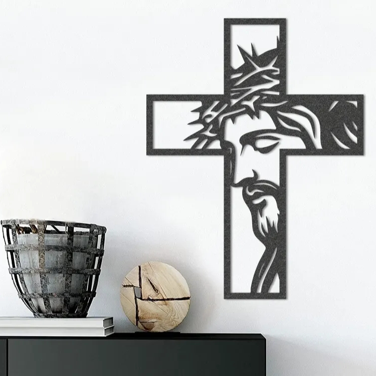 TCHOME Hiasan Dinding Salib Jesus Wall Art 3D Pajangan Rohani Kristen Katolik Dekorasi minimalis 17cm