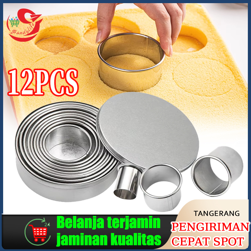 Jual 12Pcs Ring Cutter Set Bulat Stainless Cookies Cutter Cetakan Kue ...