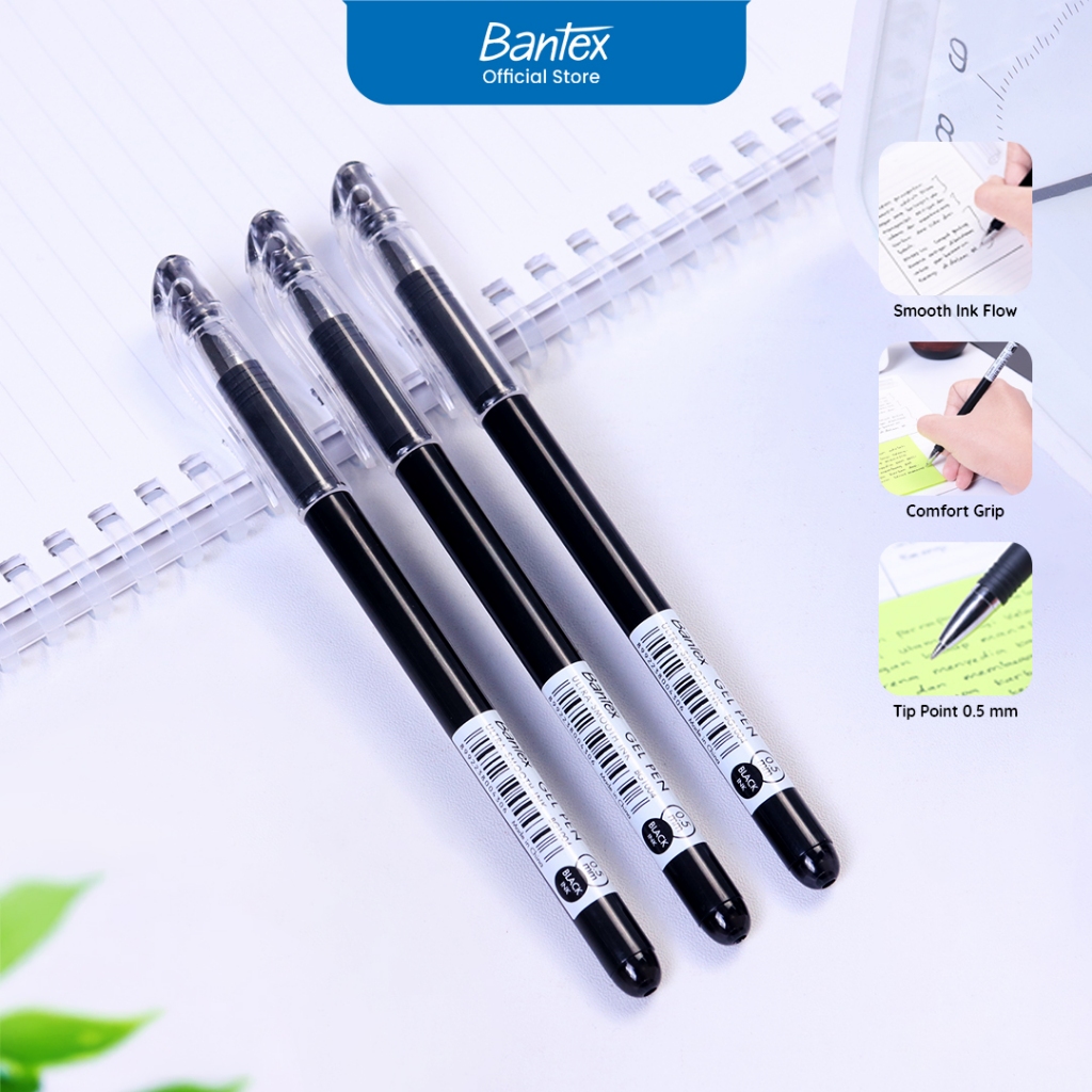 Bantex Pulpen Gel Pen 0.5 mm Tinta Ultra-Smooth Warna Warni BG1004