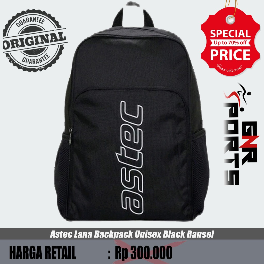 Jual Tas Astec Lana Backpack Unisex Black Ransel Punggung Sekolah ...