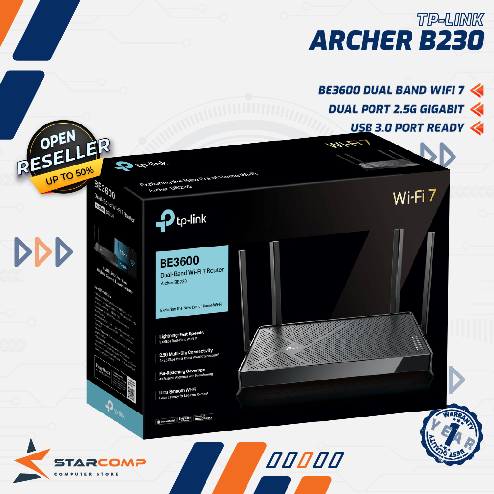 Jual TP-Link Archer BE230 BE3600 Dual-Band Wi-Fi 7 Router BE 230 BE ...