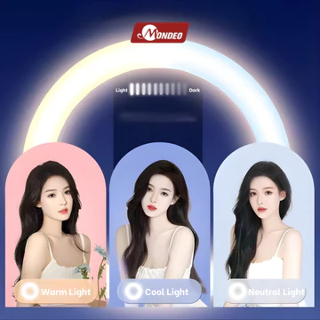 Ring Light 13 MONDEO – 3 Mode Warna Stand Holder HP Untuk Live Streaming Konten