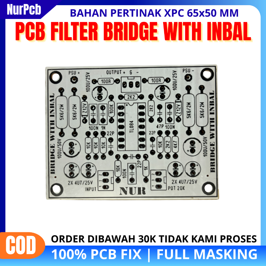 Jual NUR PCB - PCB Filter Bridge TL084 Input Balance Audio Profesional ...