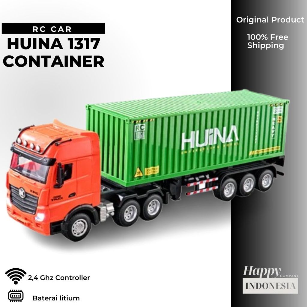 Jual RC Truck Container Kontainer Huina 1317 1/18 2.4Ghz 9CH 4WD Semi ...