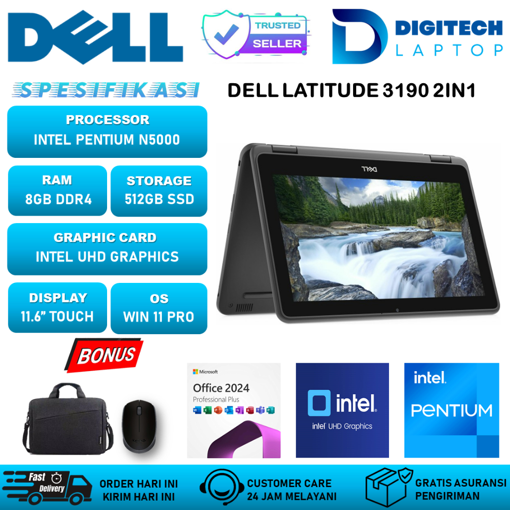 Jual Laptop Dell 2in1 Touchscreen Intel Pentium N5000 Ram 8GB 512GB SSD ...