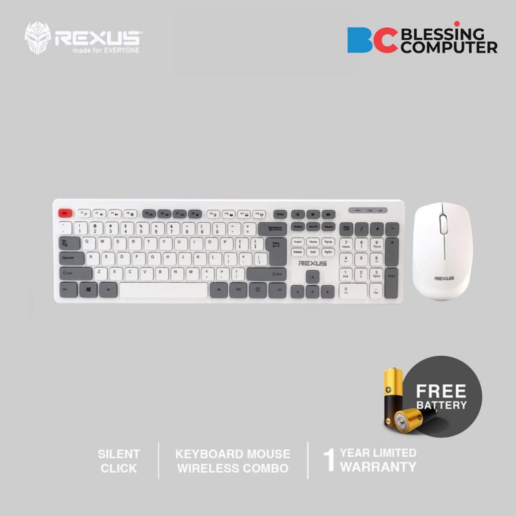 Jual KEYBOARD MOUSE REXUS RX-KM8 2 iN 1 Combo Office Wireless White ...