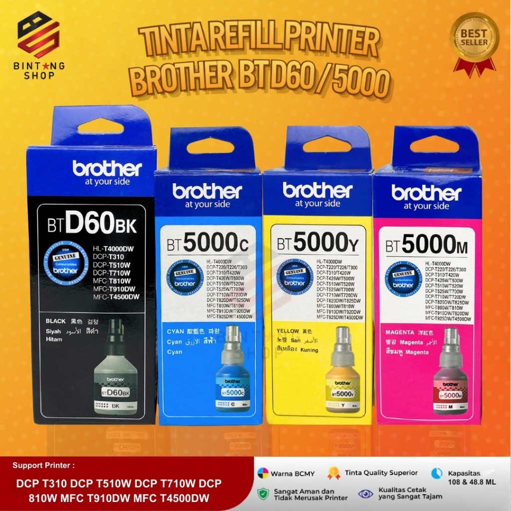 Jual Tinta Brother BT-D60 BT-5000 Untuk Printer DCP T310 T510W T710W ...