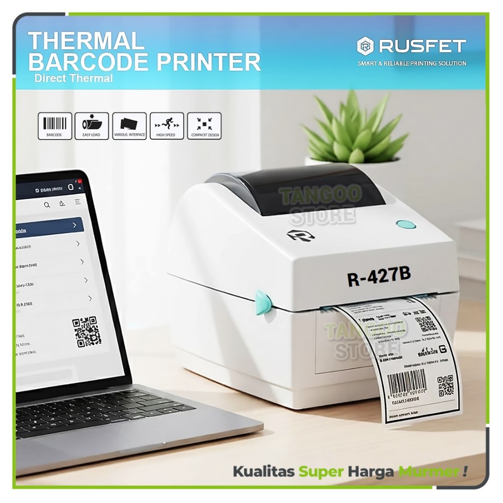 Jual Direct Thermal Printer Rusfet R-427B Mesin Cetak Resi A6 High ...