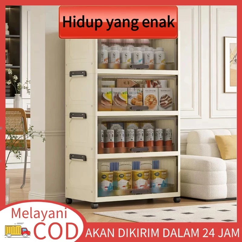 Lemari Plastik Lipat Hemat Ruang Dengan Roda