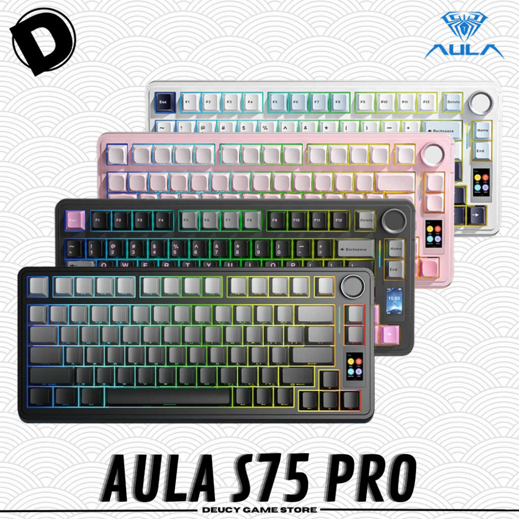 Jual AULA S75 PRO Wireless Gasket With TFT Screen Mechanical Keyboard 2 ...
