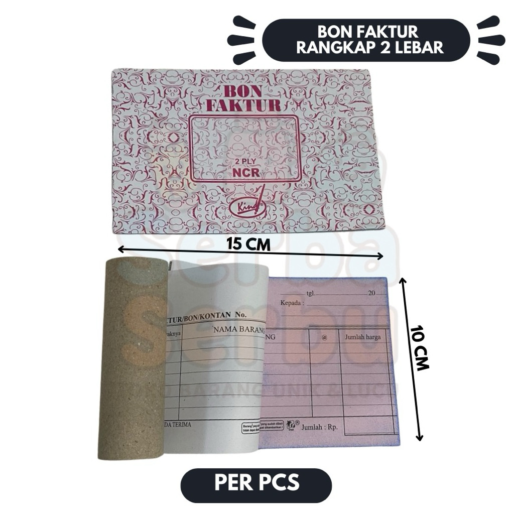Jual Bon Faktur NCR Rangkap 2 Lembar | Nota Kontan Toko 15 x 10 cm Per ...