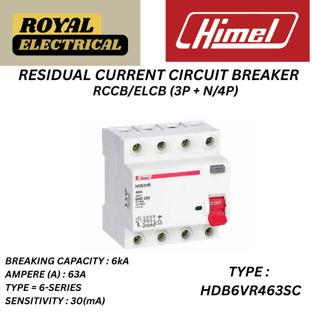 Jual HIMEL RCCB/ELCB / 6 SERIES / 6kA / 30mA / 3P+N/4P / 63A ...