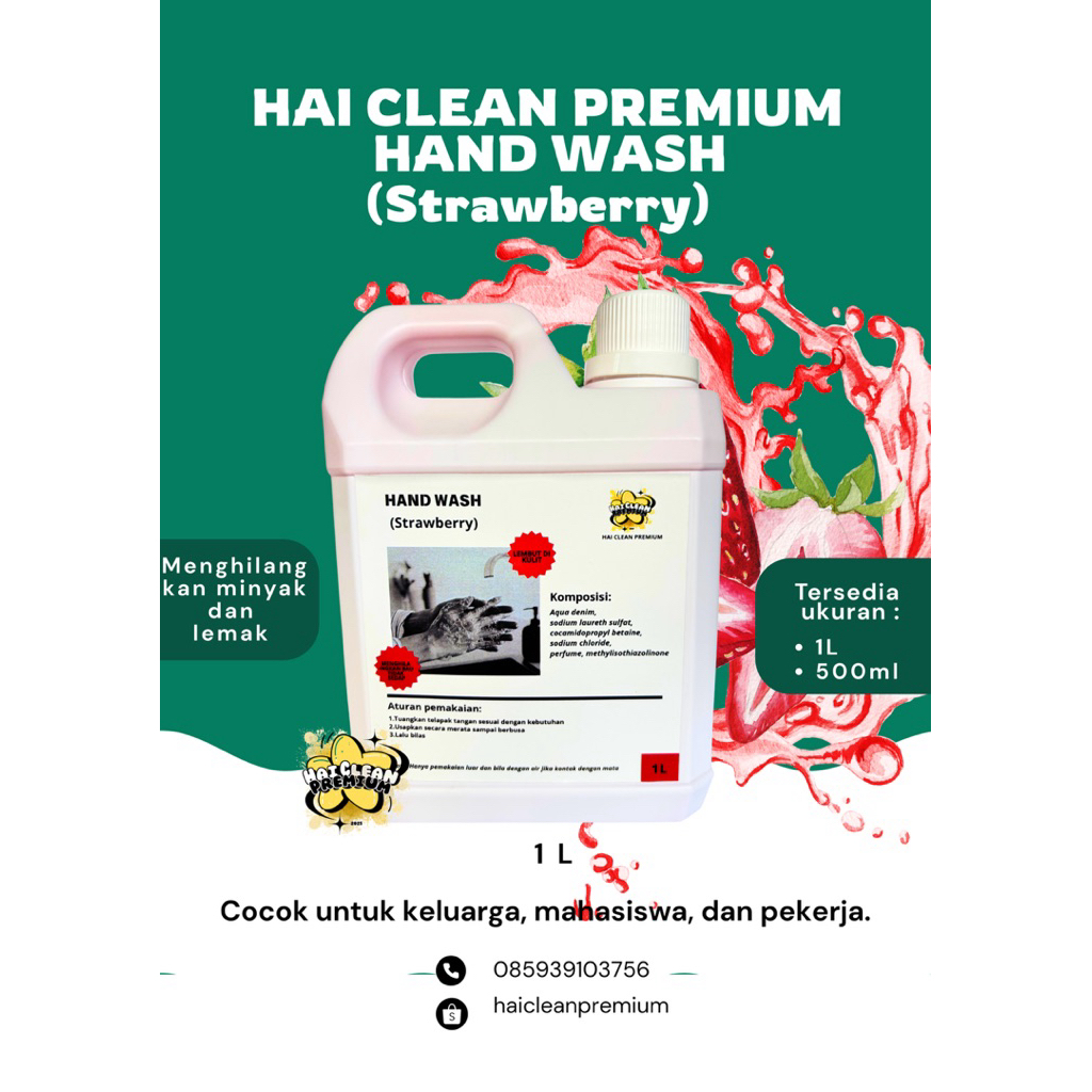 Jual Sabun Cuci Tangan Hai Clean Premium 5L ( isi 1 liter 5 jrigen ...