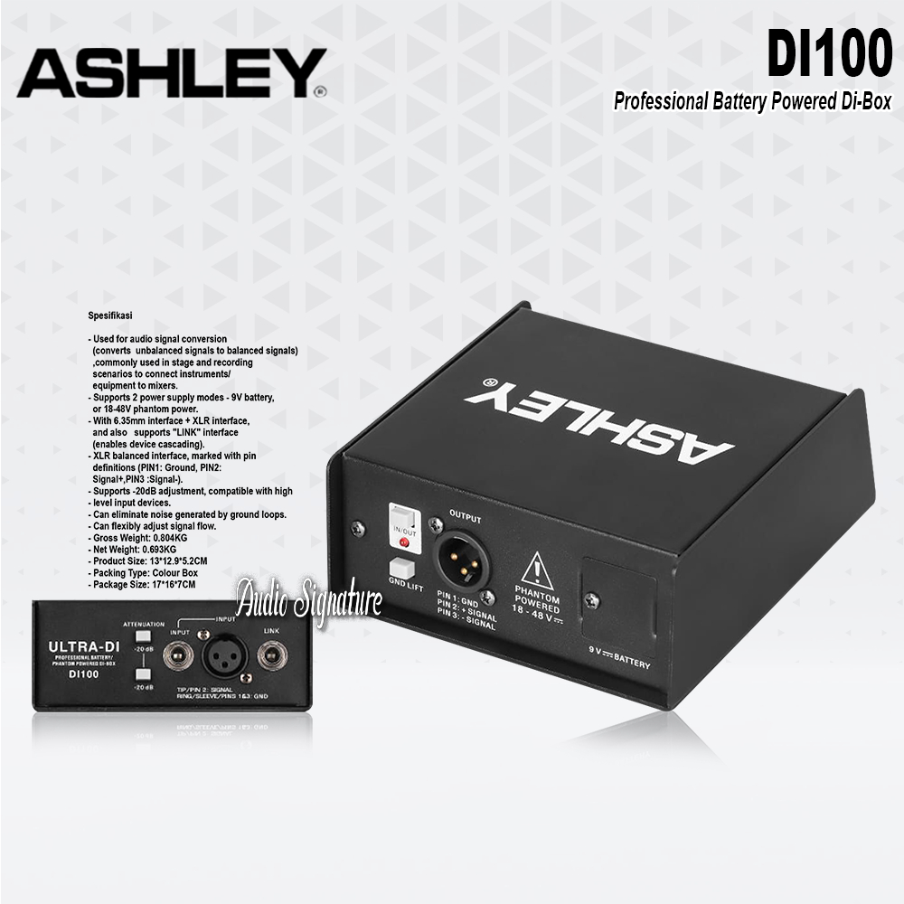Jual DIBOX | DI BOX ASHLEY DI 100 | DI100 BATTERY PHANTOM POWERED ...