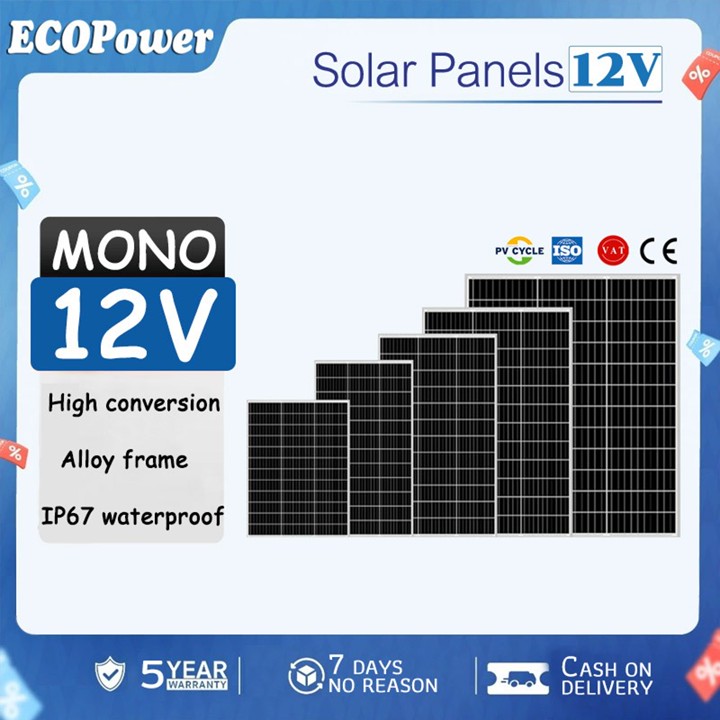 Solar Photovoltaic Panel 12V Monocrystalline Silicon Solar Panel Outdoor IP67 Wa