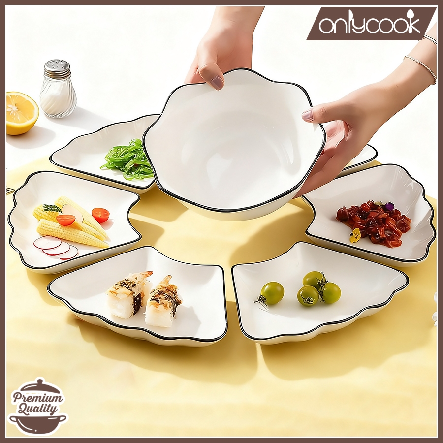 Jual ONLYCOOK Plate Bowl Set Dinner Set1/4/6 Tableware Keramik Putih ...