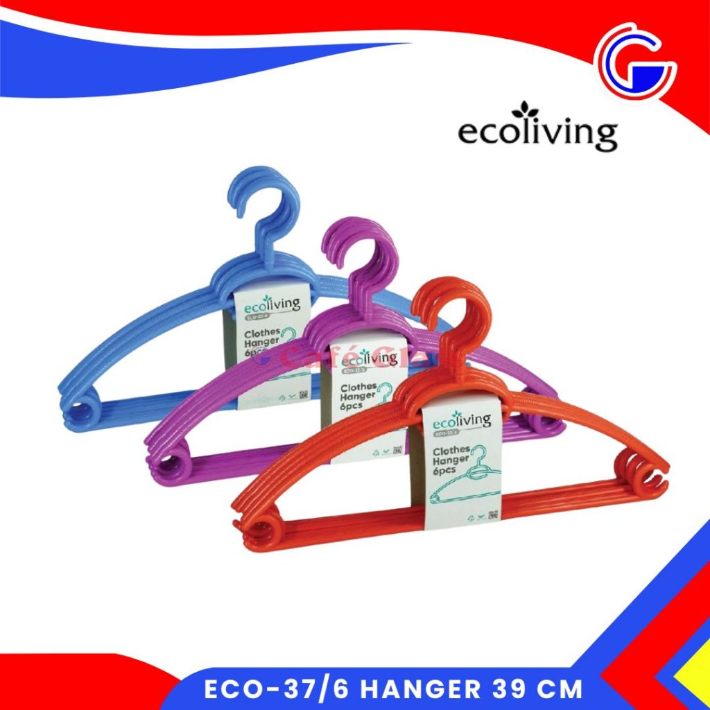 Hanger Baju Plastik Ecoliving Isi 6 Pcs I Gantungan Pakaian Dewasa I Hanger Pakaian