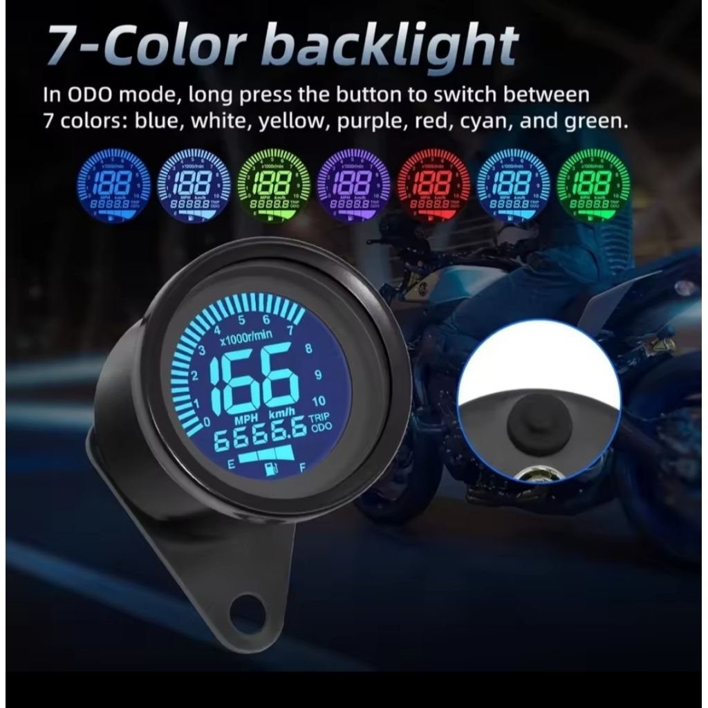 Jual Speedometer Kilometer Motor Rpm Amper Bensin Odometer Led Digital ...