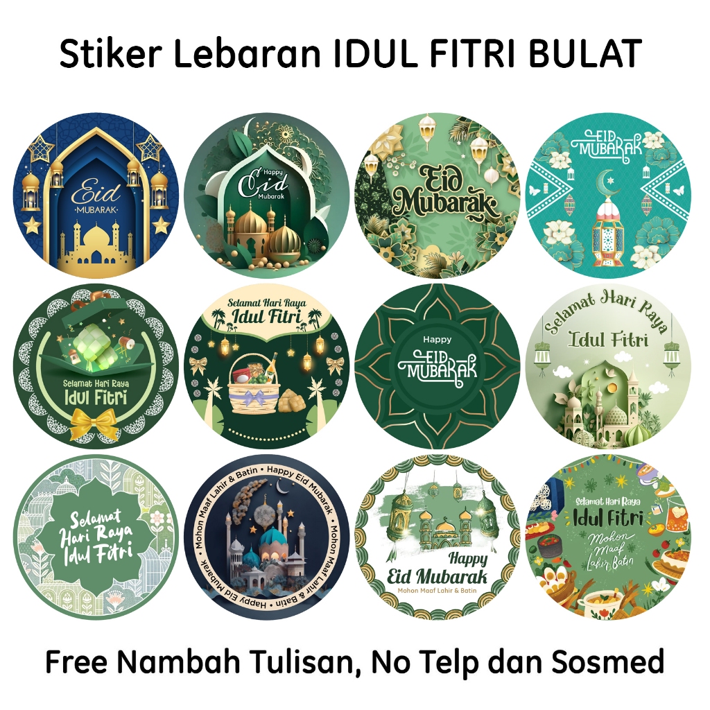 Jual 77 PCS Stiker Lebaran Idul Fitri Bulat Zay | Shopee Indonesia