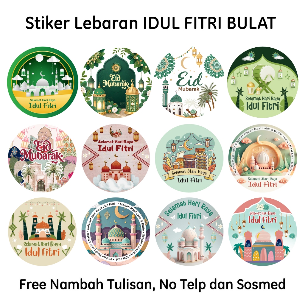 Jual 77 PCS Stiker Lebaran Idul Fitri Bulat ALY 01 | Shopee Indonesia