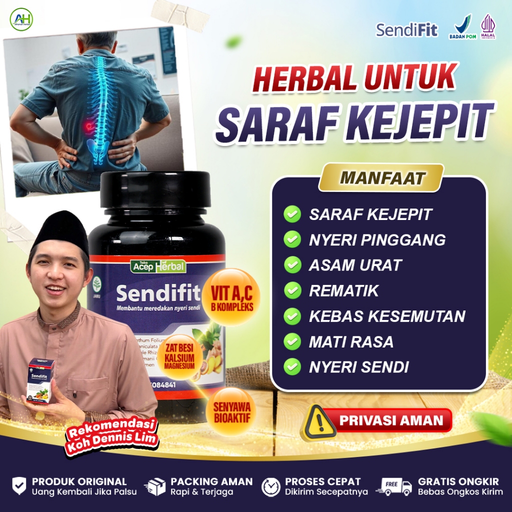 Obat Saraf Kejepit Nyeri Pinggang Asam Urat Rematik Kebas Kesemutan Mati Rasa - Sendifit Original