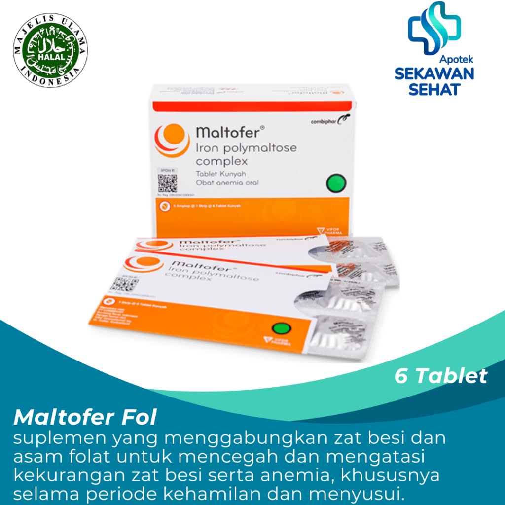 Jual MALTOFER TABLET 1 STRIP 6 TABLET VITAMIN PENAMBHA ZAT BESI ...