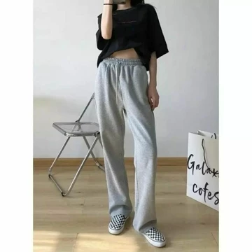 Celana Panjang Sweatpants Basic Kulot Highwaist Korean Style Training Loose Pants Casual Lembut