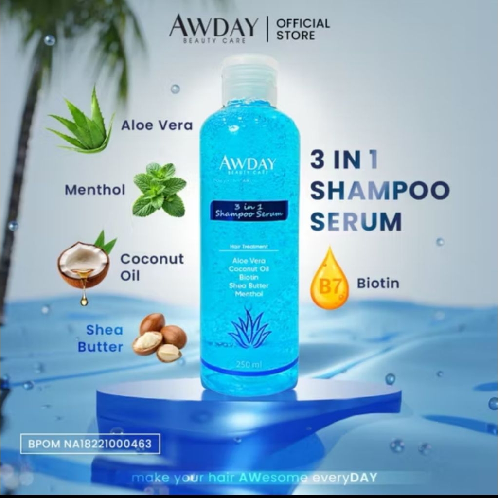 Jual AwDay Shampo Sampo Penumbuh Rambut Awday Shampoo 3 in 1 anti ...