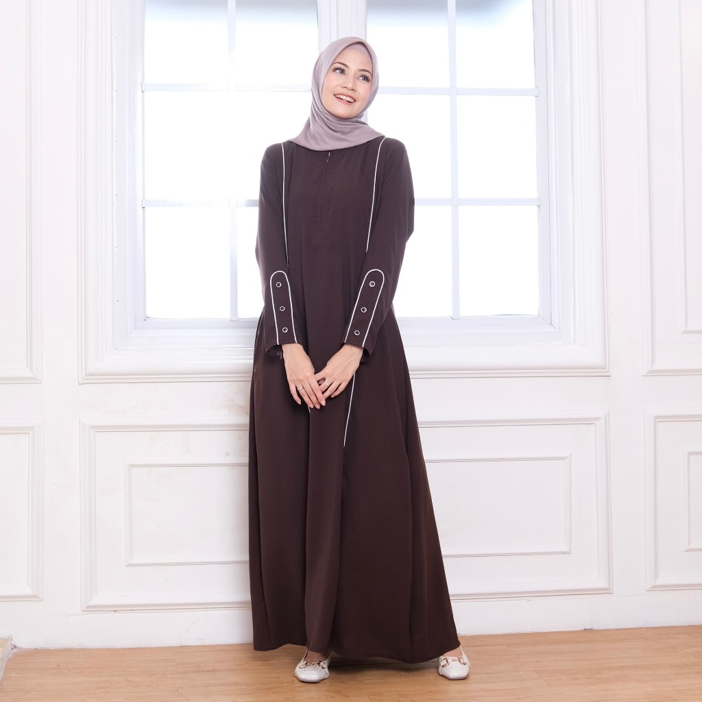 Gamis Polos Casual Bahan Sabrina Anti UV Gamis Abaya Premium Muslim Wanita Variasi Kancing Tangan