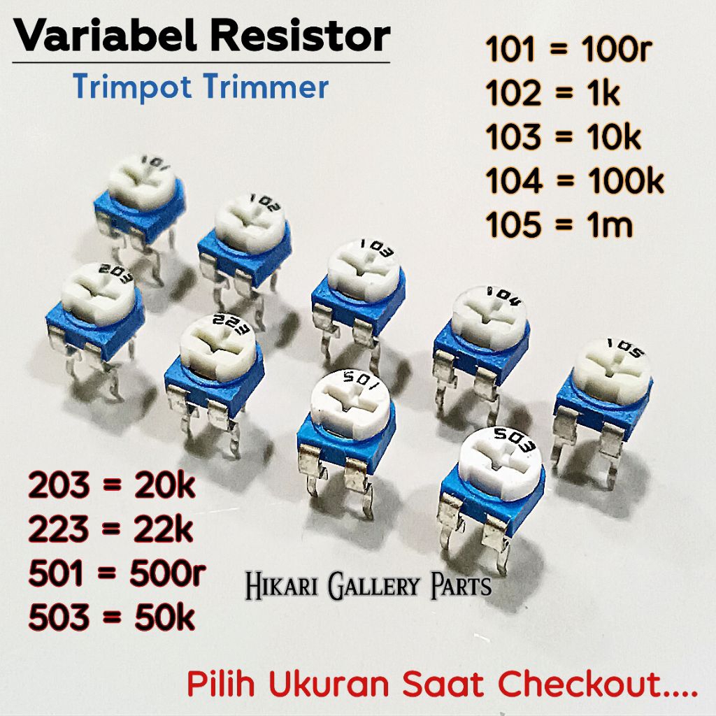 Jual VR Variabel Resistor 100r - 50k ohm TRIMPORT TRIMMER 101 TRIMPOT ...