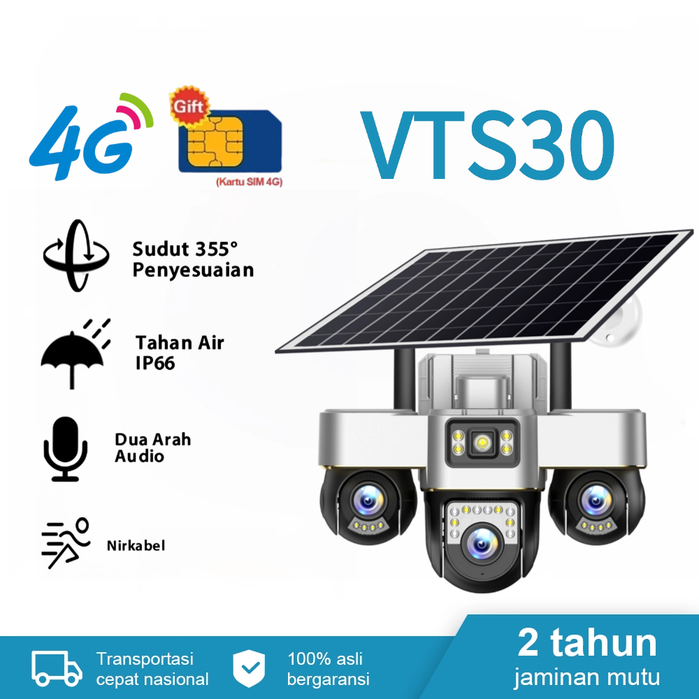 Jual VTS30 Kamera CCTV IP Baru Tiga Lensa Tiga Gimbal Panel Surya 30MP ...