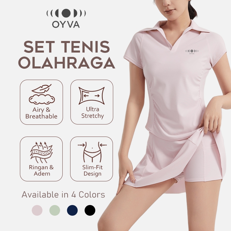 OYVA Set Olahraga Padel Tennis Set Polo Shirt + Rok Celana Olahraga Wanita Mesh Slim Fit Golf Sport