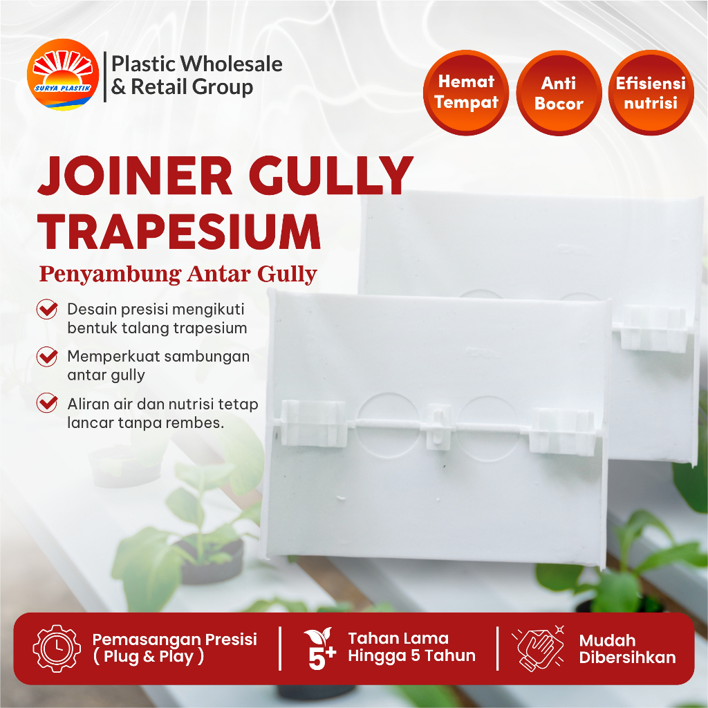 Joiner Gully Hidroponik NFT DFT Trapesium -  Sambungan Talang Hidroponik NFT DFT Anti Bocor