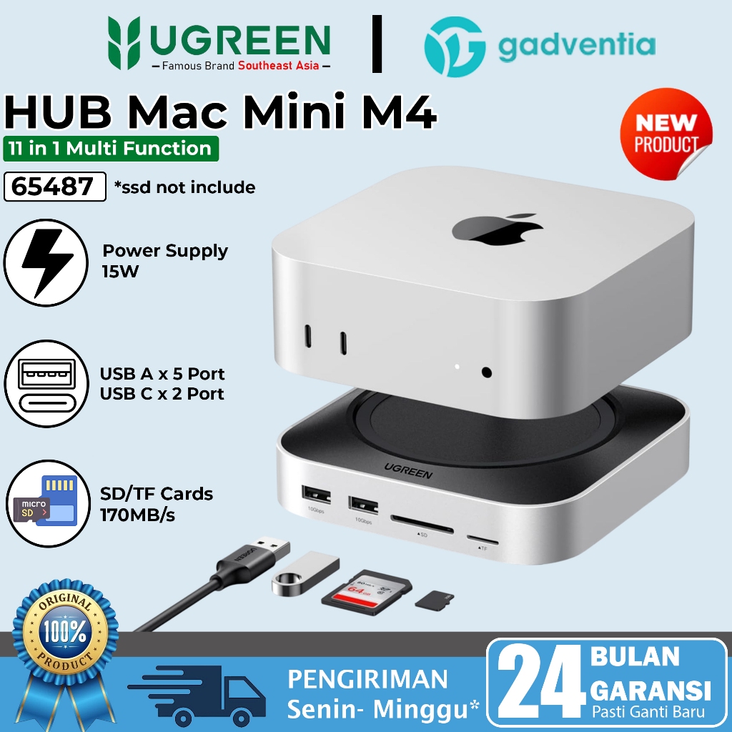 Jual UGREEN HUB 11in1 Mac Mini M4 Type C Docking Station with M.2 SSD ...