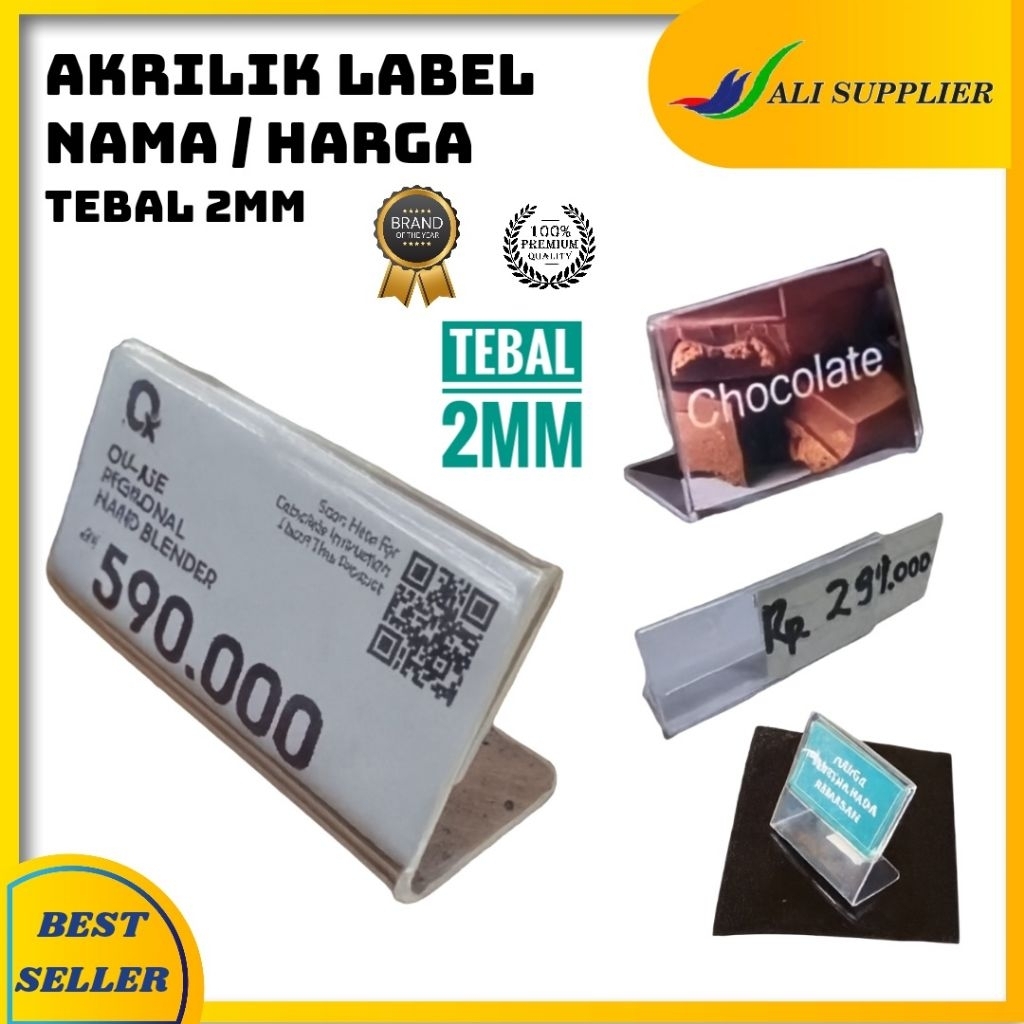 Jual Acrylic Label Nama / Akrilik Label / Acrylic Harga / Price Tag ...