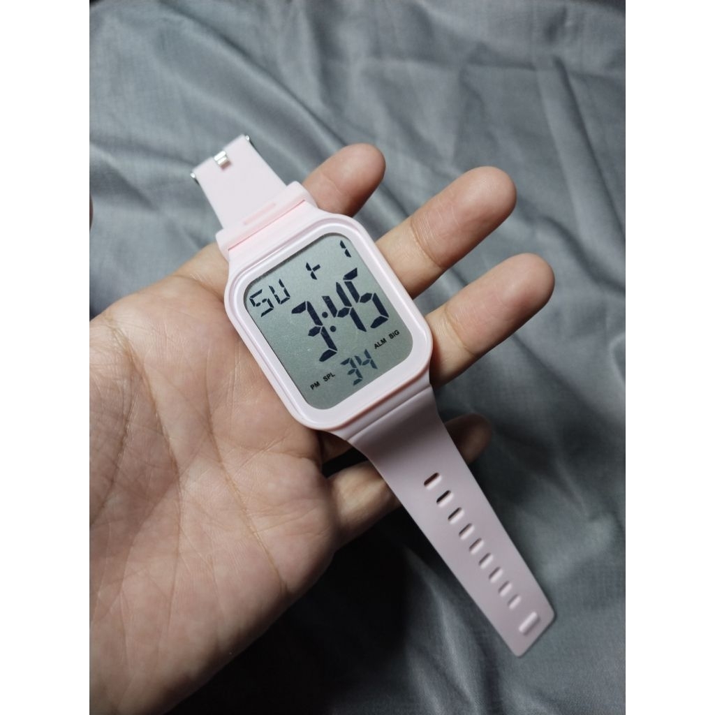 Jual jam tangan keren dial kotak menu lengkap casual pink | Shopee ...