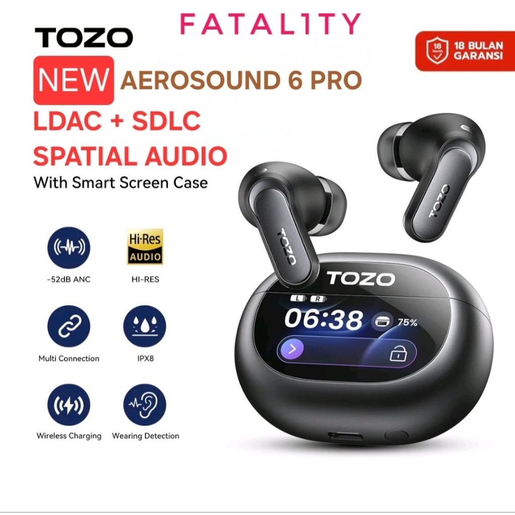 Jual TOZO AEROSOUND 6 PRO NEW BNIB IPX8 ANC -52dB BLUETOOTH 6.0 HI-RES ...