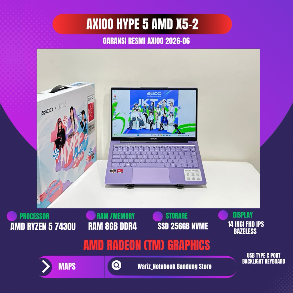 Jual AXIOO HYPE 5 AMD X5-2 AMD RYZEN 5 7430U RAM 8GB DDR4 SSD 256GB ...