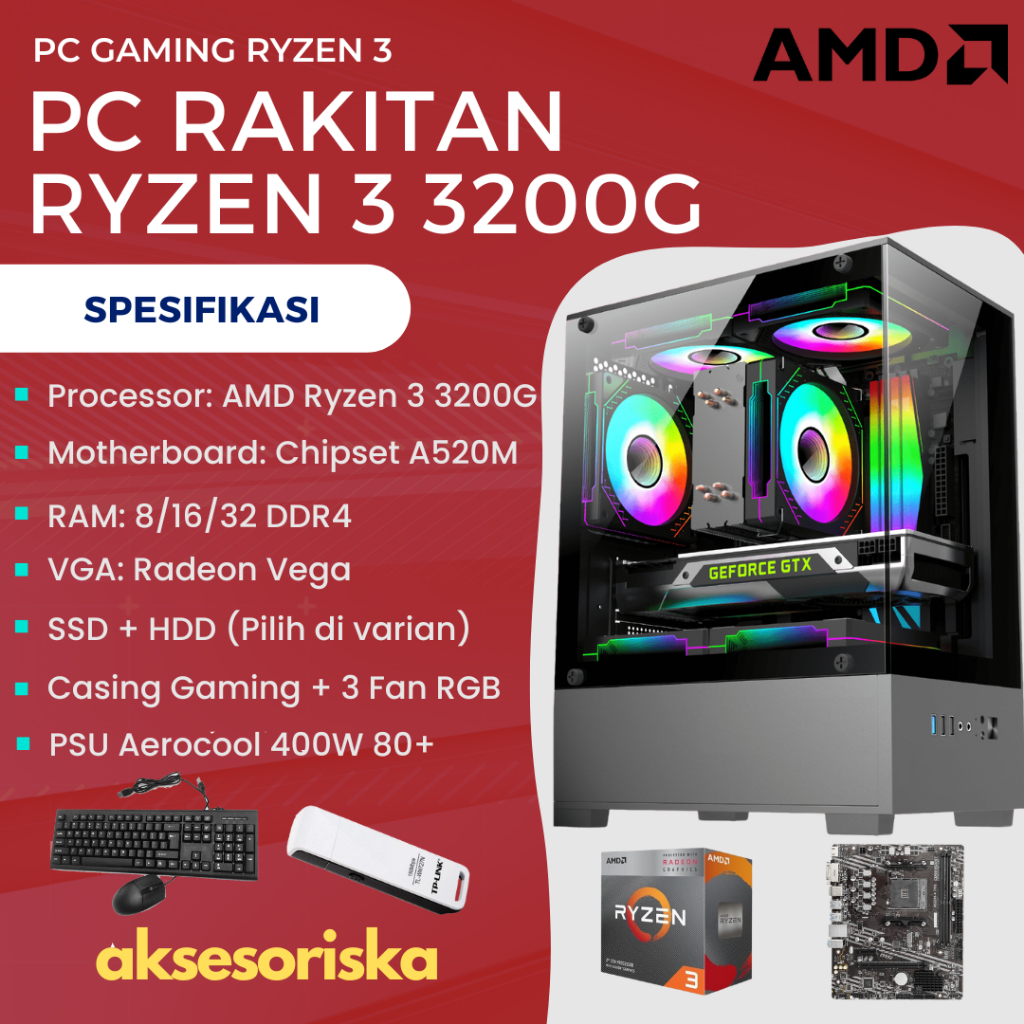 Jual Paket PC Rakitan Komputer CPU Gaming AMD Ryzen 3 3200G SIAP GAMING ...