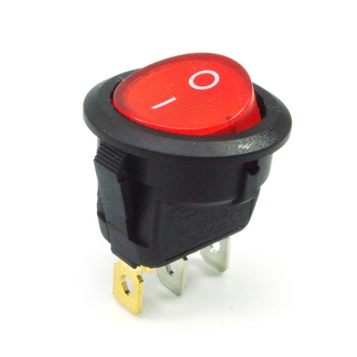 Jual Red Light Saklar ON OFF SPST Round Rocker Switch 6A/250V 10A/125V ...