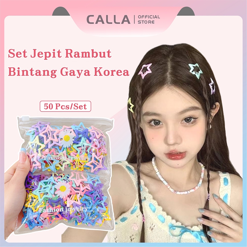 Jual Calla Set Jepit Rambut Bintang Berwarna-warni 50/100pcs/ Jepit ...